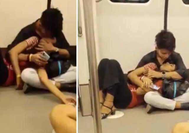 दिल्ली मेट्रो के अंदर का चौंकाने वाला वीडियो सामने आया, रोमांस करता नजर आया कपल
