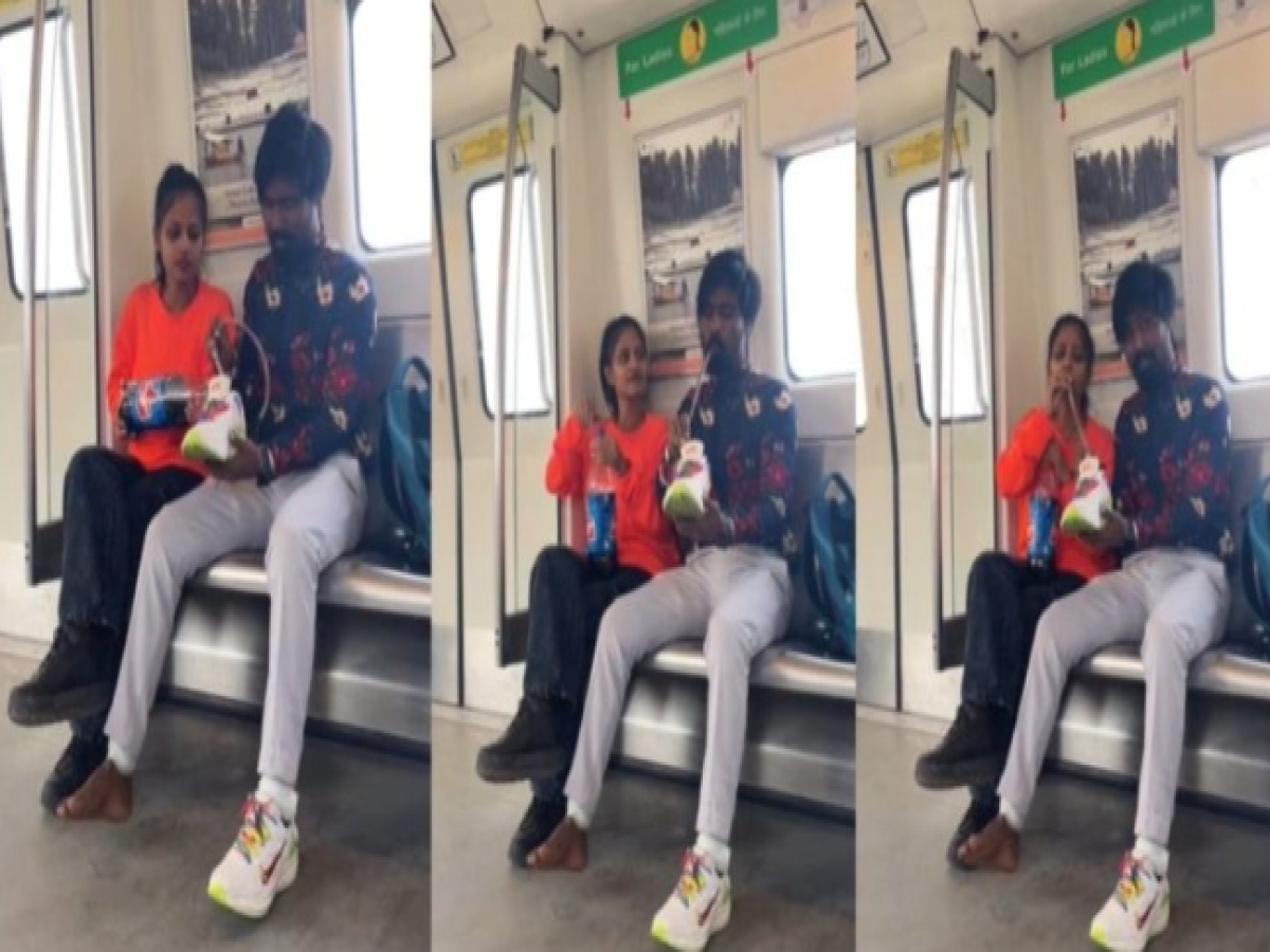 Delhi Metro News: दिल्ली मेट्रो में कपल ने जूते में डालकर कोल्डड्रिंक पी, वीडियो वायरल