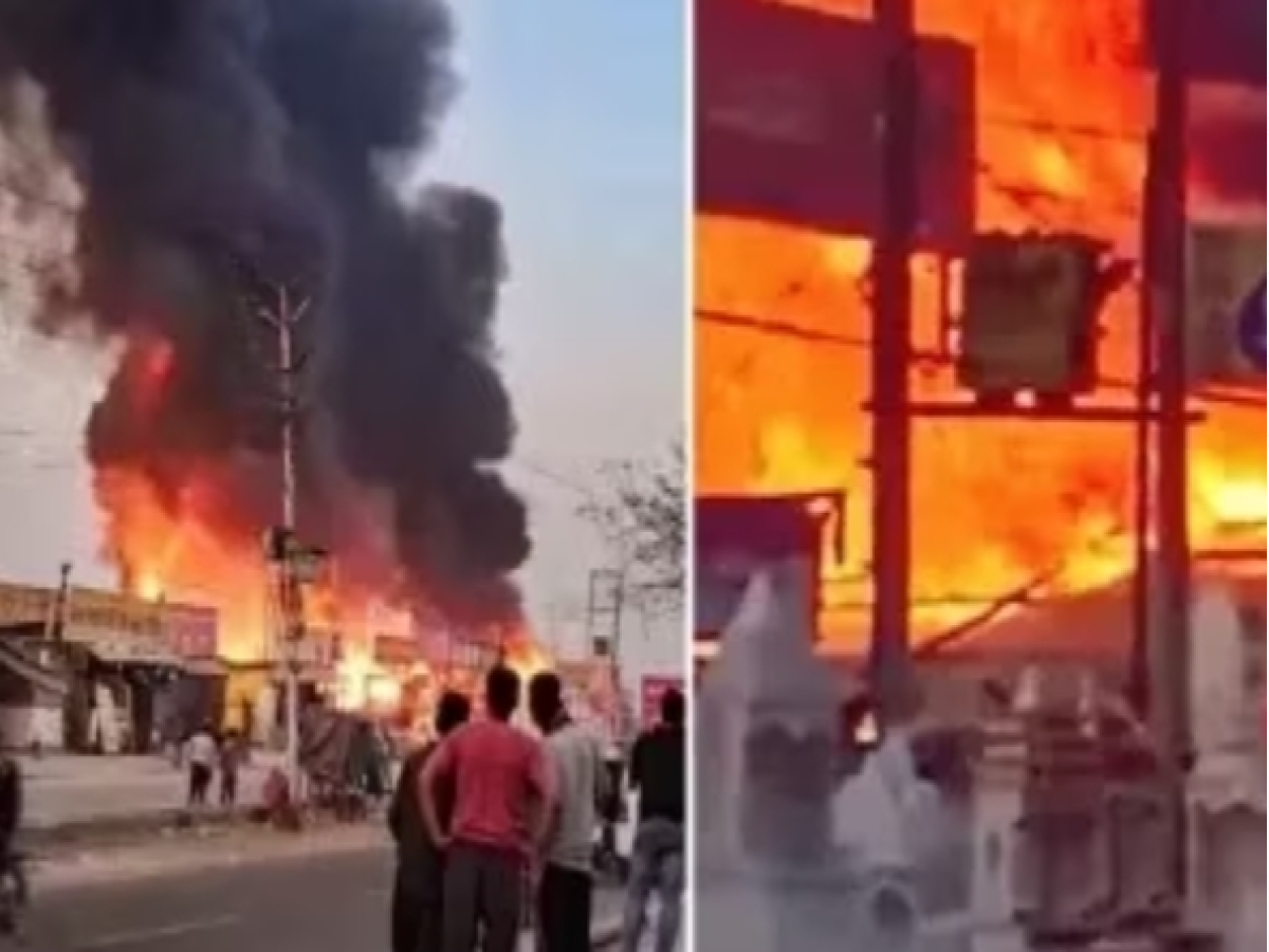 Fire Broke Out in Greater Noida: गौर सिटी के पास कई ढाबों में लगी भीषण आग,आसमान तक फैला धुआं…यहां देखें वीडियो